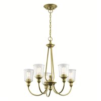 Kronleuchter in Messing Glasschirm Metall Jugendstil