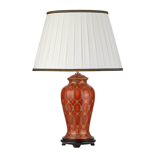 Tischlampe Keramik Stoff in Terracotta Creme 68 m E27
