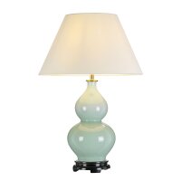 Tischlampe Keramik Stoff in Grün Ecru 64 cm...
