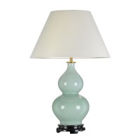 Tischlampe Keramik Stoff in Grün Ecru 64 cm...
