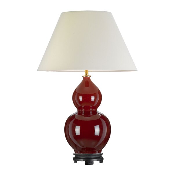 Tischlampe Keramik Stoff 64 cm in Rot Ecru Klassisch