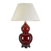 Tischlampe Keramik Stoff 64 cm in Rot Ecru Klassisch