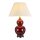 Tischlampe Keramik Stoff 64 cm in Rot Ecru Klassisch