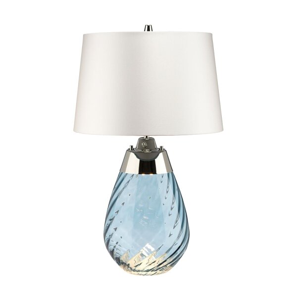 Tischlampe Glas Seide 60,5cm Blau Weiß beleuchteter Fuß