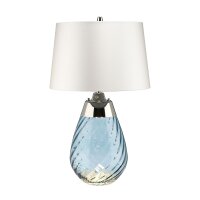 Tischlampe Glas Seide 60,5cm Blau Weiß beleuchteter...