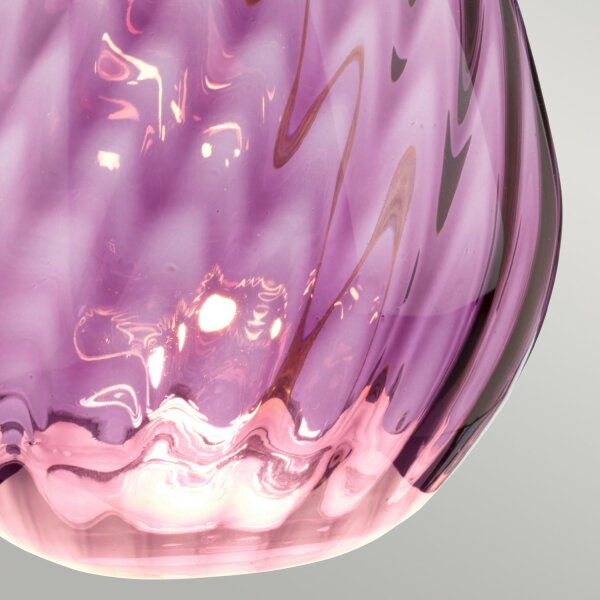 Tischleuchte Violett Ecru Glas Seide beleuchteter Sockel
