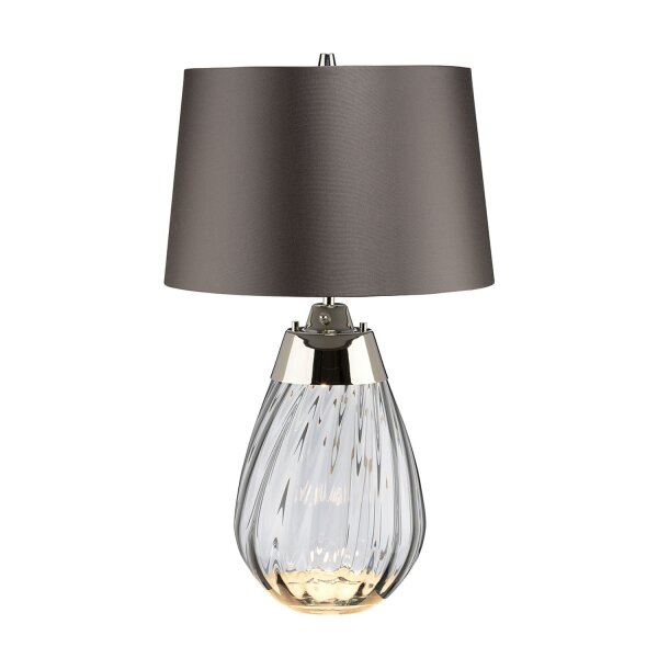 Tischlampe Glas Seide beleuchteter Sockel Grau Retro