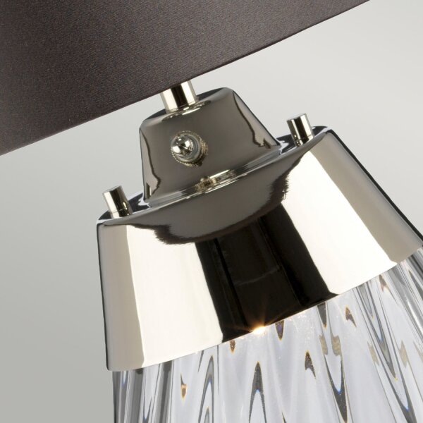 Tischlampe Glas Seide beleuchteter Sockel Grau Retro