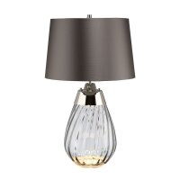 Tischlampe Glas Seide beleuchteter Sockel Grau Retro