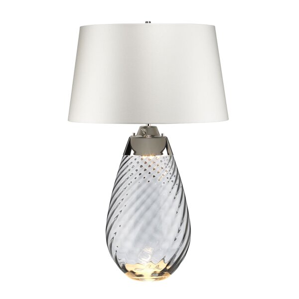 Tischlampe Glas Seide beleuchteter Sockel 74 cm