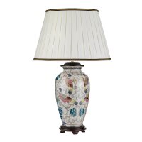 Tischlampe Keramik Stoff in Creme 72cm Klassisch E27
