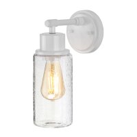 Industrial Badezimmerleuchte IP44 Wei&szlig; Glas Schirm