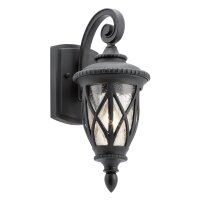 Wandlampe au&szlig;en Schwarz IP44 E27 Glas Rustikal Hof