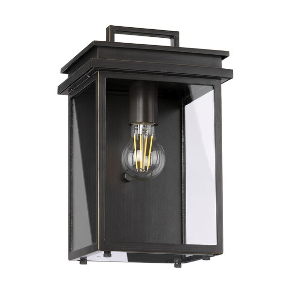 Außenlampe Wand in Bronze antik Aluminium Glas IP44 E27
