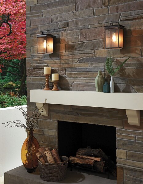 Außenlampe Wand in Bronze antik Aluminium Glas IP44 E27