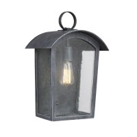 Außenlampe Schwarz antik Regenglas E27 IP44 Rustikal