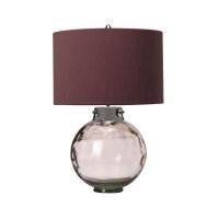 Tischlampe Rot Grau E27 55,5 cm Glas Stoff Klassisch