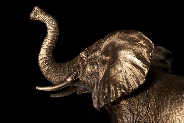 Tischlampe in Bronze antik Natur Elefant Resin Jute