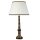 Tischlampe groß 87 cm Stoff Holz in Creme Schwarz Gold