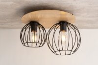 Deckenlampe Schwarz Natur E27 Metall Holz Wohnzimmer