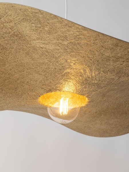 Pendelleuchte E27 Weiß Gold Modern Wellenschirm