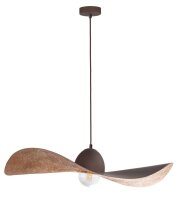 H&auml;ngelampe Braun Kupfer E27 Modern Wellenschirm