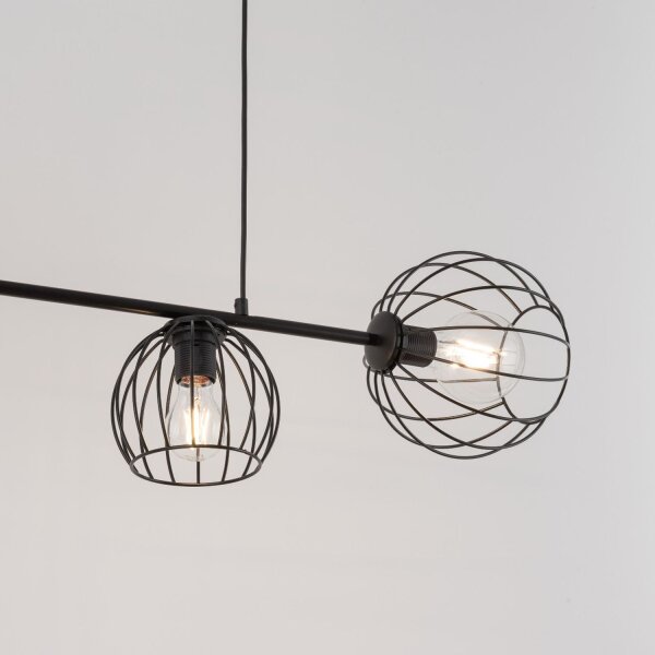 Pendelleuchte E27 Schwarz Metall Retro Design