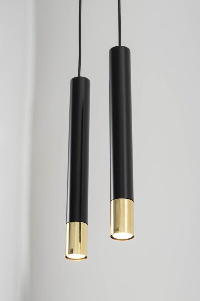 Hängelampe Metall Schwarz Gold Modern 2 Pendel Esszimmer