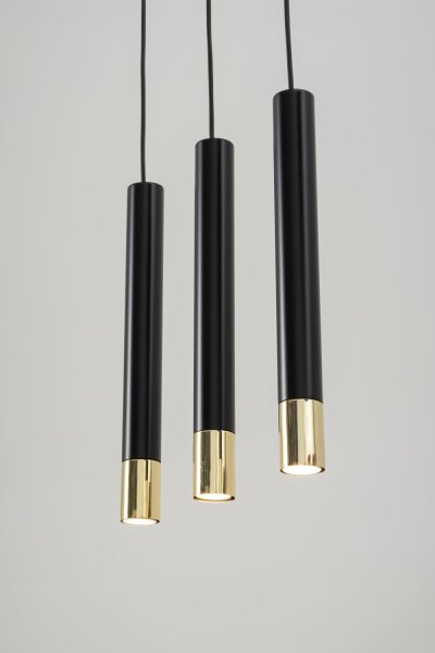 Hängelampe Schwarz Gold Metall Modern 3-flammig