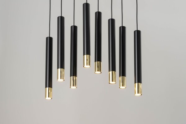 Pendelleuchte Schwarz Gold groß Modern Metall THEANO