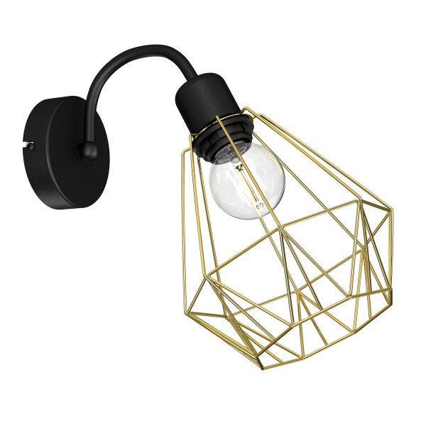 Wandlampe Retro Metall in Gold Schwarz E27 ARIYAN
