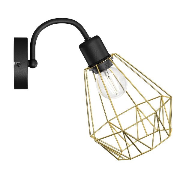 Wandlampe Retro Metall in Gold Schwarz E27 ARIYAN