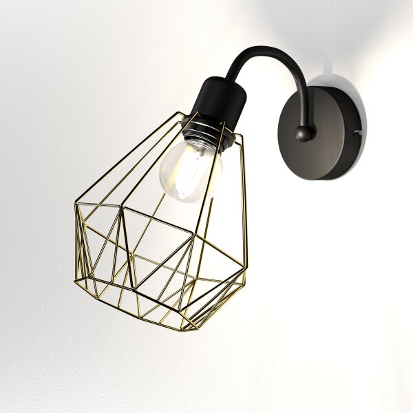 Wandlampe Retro Metall in Gold Schwarz E27 ARIYAN