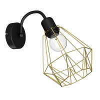Wandlampe Retro Metall in Gold Schwarz E27 ARIYAN