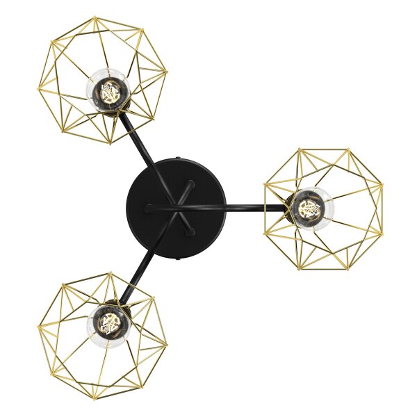 Deckenlampe Gold Schwarz E27 Metall Draht Schirm