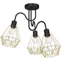 Deckenlampe Gold Schwarz E27 Metall Draht Schirm