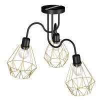 Deckenlampe Gold Schwarz E27 Metall Draht Schirm
