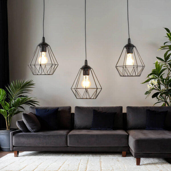 Hängelampe Metall Schwarz geometrisch Retro Esstisch