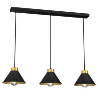 H&auml;ngeleuchte Metall Schwarz Gold 3-flammig E27 RIAN