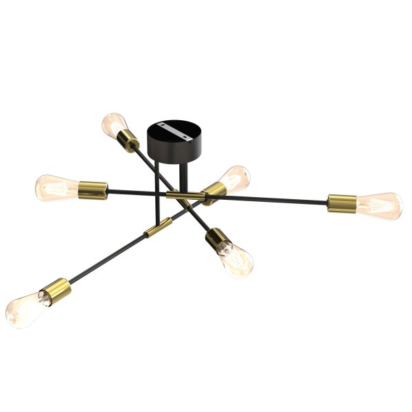 Deckenlampe Metall Vintage E27 Schwarz Gold AQUIB