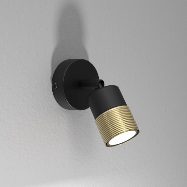 Spot Leuchte Wand Metall GU10 Schwarz Messing