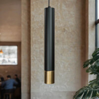 H&auml;ngeleuchte Metall Zylinder Schwarz Gold Modern GU10
