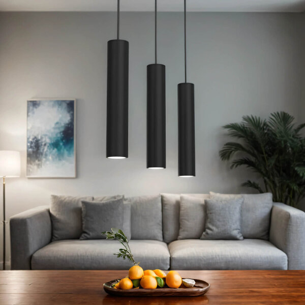 Hängelampe Metall Schwarz Modern 3-flammig GU10 VISHAL