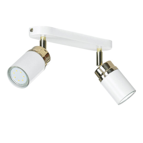 Deckenstrahler Spot Metall Modern Weiß Gold 2-flammig