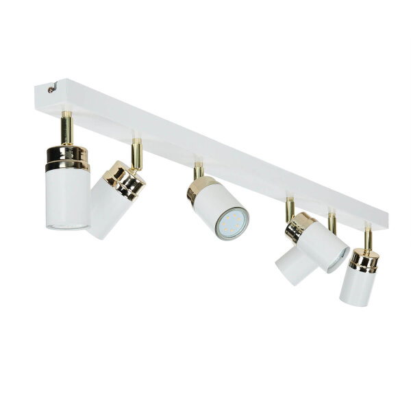 Strahler Weiß Gold 90 cm 6-flammig GU10 Metall