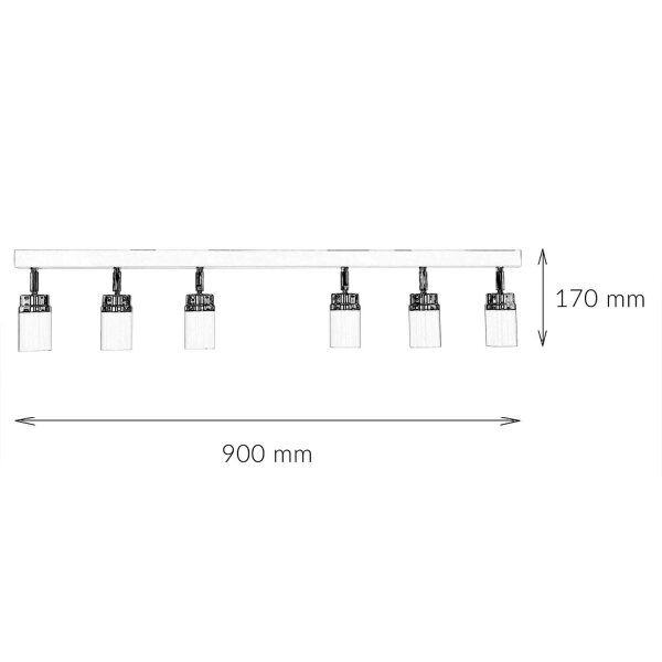 Strahler Weiß Gold 90 cm 6-flammig GU10 Metall