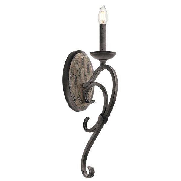 Wandlampe CAMELOT 8 in Zink Antik Holz Lampe