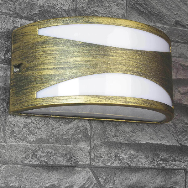Außenwandleuchte IP54 in Gold antik halbrund Rustikal