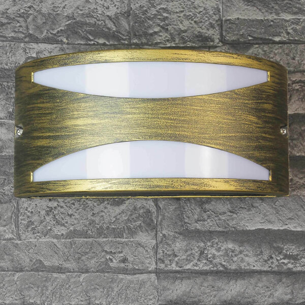 Außenwandleuchte IP54 in Gold antik halbrund Rustikal