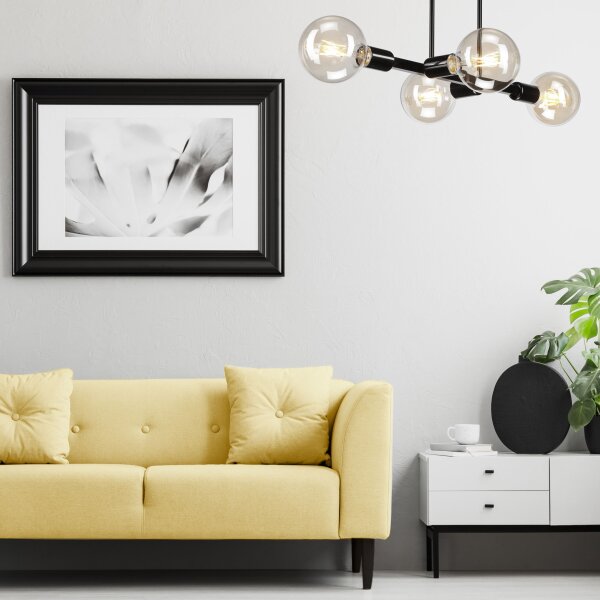 Deckenlampe Wohnzimmer Metall Schwarz für 8x E27